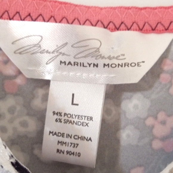 MARILYN MONROE PINK BLACK WHITE WHIMSICAL FLORAL LACE CHEMISE SIZE LARGE - Picture 7 of 7
